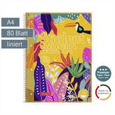Collegeblock Premium Student „Tropical“ | A4, Lineatur 27, 80 Blatt, gelb/mehrfarbig