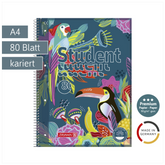 Collegeblock Premium Student „Tropical“ | A4, Lineatur 28, 80 Blatt, blau/mehrfarbig
