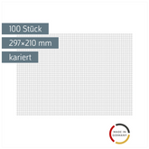 Karteikarten | 297×210 mm, A4, 5 mm kariert, weiß, 100 Stück