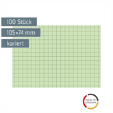 Karteikarten | 105×74 mm, A7, 5 mm kariert, grün, 100 Stück