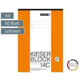 KIESER-Block gelocht | A4, Lineatur 20, 50 Blatt, mehrfarbig