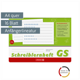 Schreiblernheft | A4 quer, Lineatur GS, 16 Blatt, grün