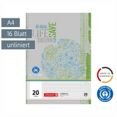 Schulheft Recycling | A4, Lineatur 20, 16 Blatt, grün/grau