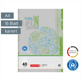 Schulheft Recycling | A4, Lineatur 40, 16 Blatt, grün/grau