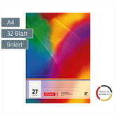 Schulheft | A4, Lineatur 27, 32 Blatt, mehrfarbig