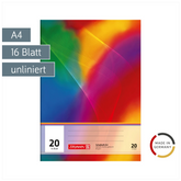 Schulheft | A4, Lineatur 20, 16 Blatt, mehrfarbig