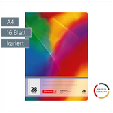 Schulheft | A4, Lineatur 28, 16 Blatt, mehrfarbig