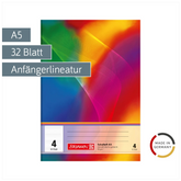 Schulheft | A5, Lineatur 4, 32 Blatt, mehrfarbig
