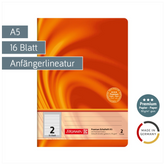 Schulheft Premium Vivendi | A5, Lineatur 2, 16 Blatt, orange