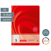 Schulheft Premium Vivendi | A5, Lineatur 5, 16 Blatt, rot