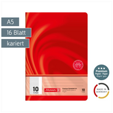 Schulheft Premium Vivendi | A5, Lineatur 10, 16 Blatt, rot