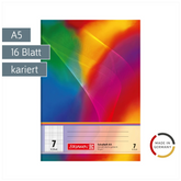 Schulheft | A5, Lineatur 7, 16 Blatt, mehrfarbig