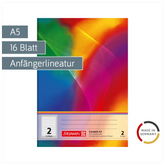 Schulheft | A5, Lineatur 2, 16 Blatt, mehrfarbig