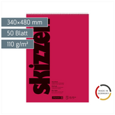 Skizzenblock | 340×480 mm, 50 Blatt, rot