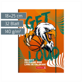 Ausmalheft Sporty Animals | 32 Blatt, orange/mehrfarbig