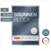Briefblock Premium „BRUNNEN Block“ | A5, Lineatur 5, 50 Blatt, silber