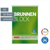 Briefblock „BRUNNEN Block“ Recycling | A5, Lineatur 6, 50 Blatt, grün