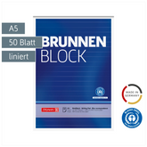 Briefblock „BRUNNEN Block“ Recycling | A5, liniert, 50 Blatt, blau