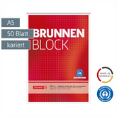 Briefblock „BRUNNEN Block“ Recycling | A5, Lineatur 5, 50 Blatt, rot
