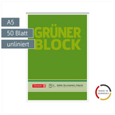 Briefblock „Grüner Block“ | A5, Lineatur 6, 50 Blatt, grün
