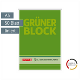 Briefblock „Grüner Block“ | A5, liniert, 50 Blatt, grün