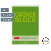 Briefblock „Grüner Block“ | A5, Lineatur 5, 50 Blatt, grün