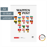 Briefblock „Wappen-Post“ | A4, Lineatur 20, 50 Blatt, mehrfarbig