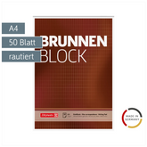 Briefblock „BRUNNEN Block“ | A4, Lineatur 23, 50 Blatt, braun