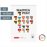 Briefblock „Wappen-Post“ gelocht | A4, Lineatur 38, 50 Blatt, mehrfarbig