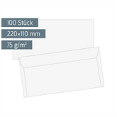 Briefumschläge | 220×110 mm, DIN lang, 75 g/m², weiß, 100 Stück