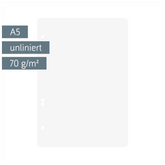 Ringbucheinlagen | A5, unliniert, weiß, 50 Blatt