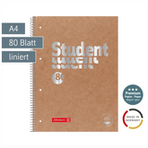 Collegeblock Premium Student FACT!plus | A4, Lineatur 27, 80 Blatt, braun/silber