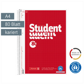 Collegeblock Student Recycling | A4, Lineatur 22, 80 Blatt, rot