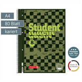 Collegeblock Premium Student Fast Wheels | A4, Lineatur 28, 80 Blatt, grün/mehrfarbig
