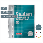 Collegeblock Premium Student „DUO“ | A5, kariert/liniert, 80 Blatt, petrol
