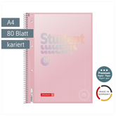Collegeblock Premium Student „Pastell“ | A4, Lineatur 28, 80 Blatt, pastellrosa