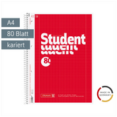 Collegeblock Student | A4, Lineatur 28, 80 Blatt, rot