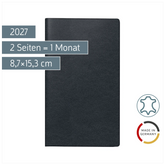 Taschenkalender Mod. 753 2027 | A6, Leder, schwarz