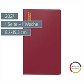 Taschenkalender Mod. TM 15 2027 | A6, Kunststoff, bordeaux