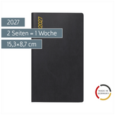 Taschenkalender Mod. TM 17/contacter 2027 | A6 quer, Kunststoff, schwarz