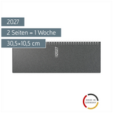 Querterminbuch Mod. septant 2027 | 30,5×10,5 cm, Kunststoff, grau