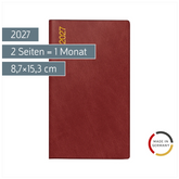 Taschenkalender Mod. Miniplaner d 15 2027 | A6, Kunststoff, weinrot