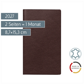 Taschenkalender Mod. M-Planer 2027 | A6, Leder, weinrot