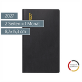Taschenkalender Mod. M-Planer 2027 | A6, Kunststoff, schwarz