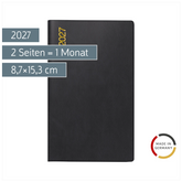 Taschenkalender Mod. M-Planer 2027 | A6, Kunststoff, schwarz