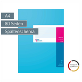 Spaltenbuch mit Kopfleiste | A4, 80 Seiten, 7 Spalten, Karton, magenta/hellblau