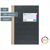 Geschäftsbuch | A4, 384 Seiten, mit Seitenzahlen, liniert, Kunststoff, grau