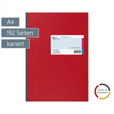 Kladde | A4, 192 Seiten, kariert, Karton, rot