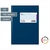 Geschäftsbuch | A5, 192 Seiten, liniert, Kunststoff, blau