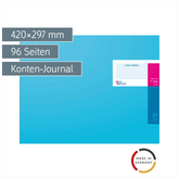 Vario-Journal mit Kopfleiste | 420×297 mm, 96 Seiten, Konten-Journal, Karton, magenta/hellblau